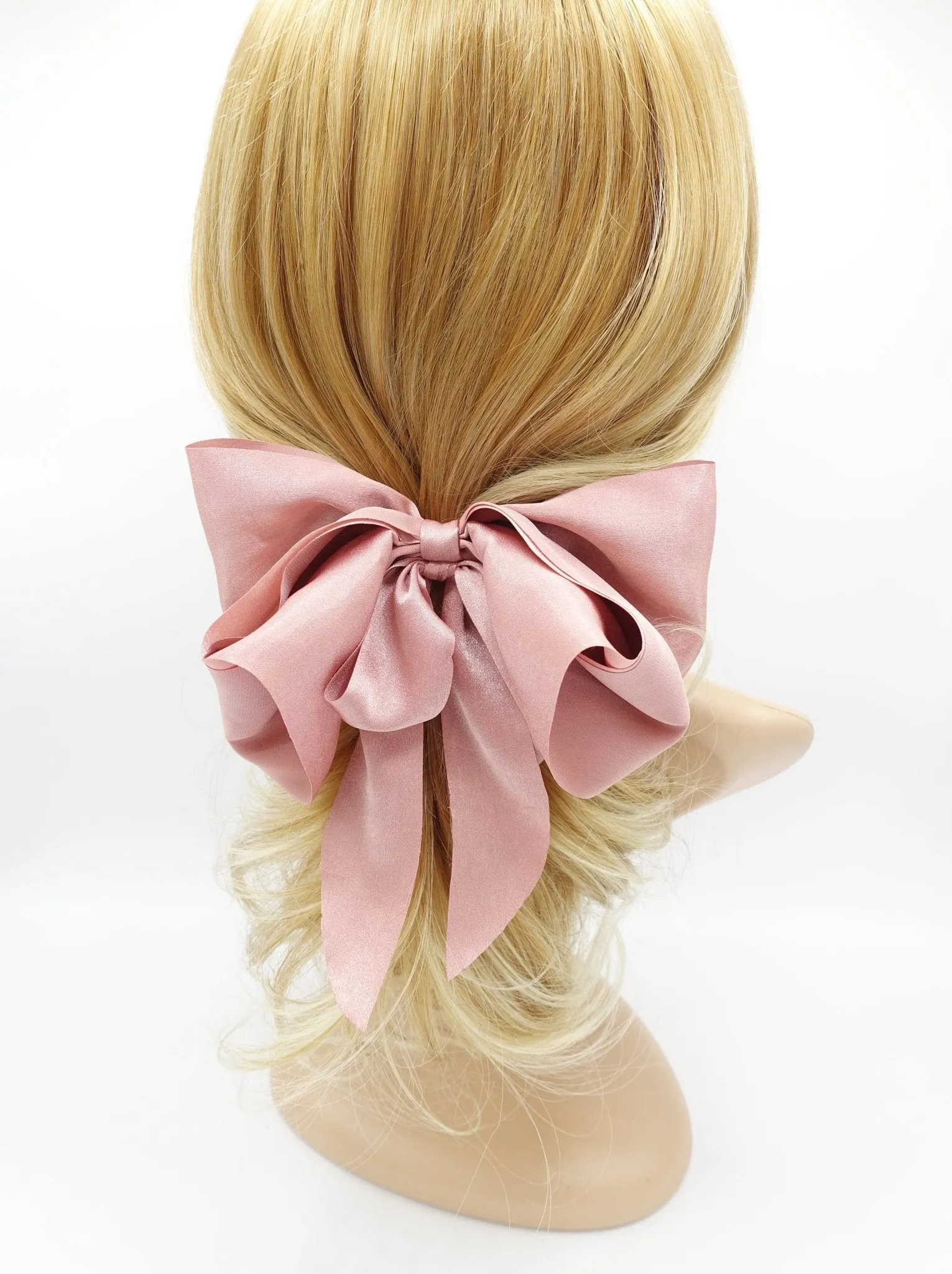 solid layered hair bow tailed stylish french barrette women hair accessory