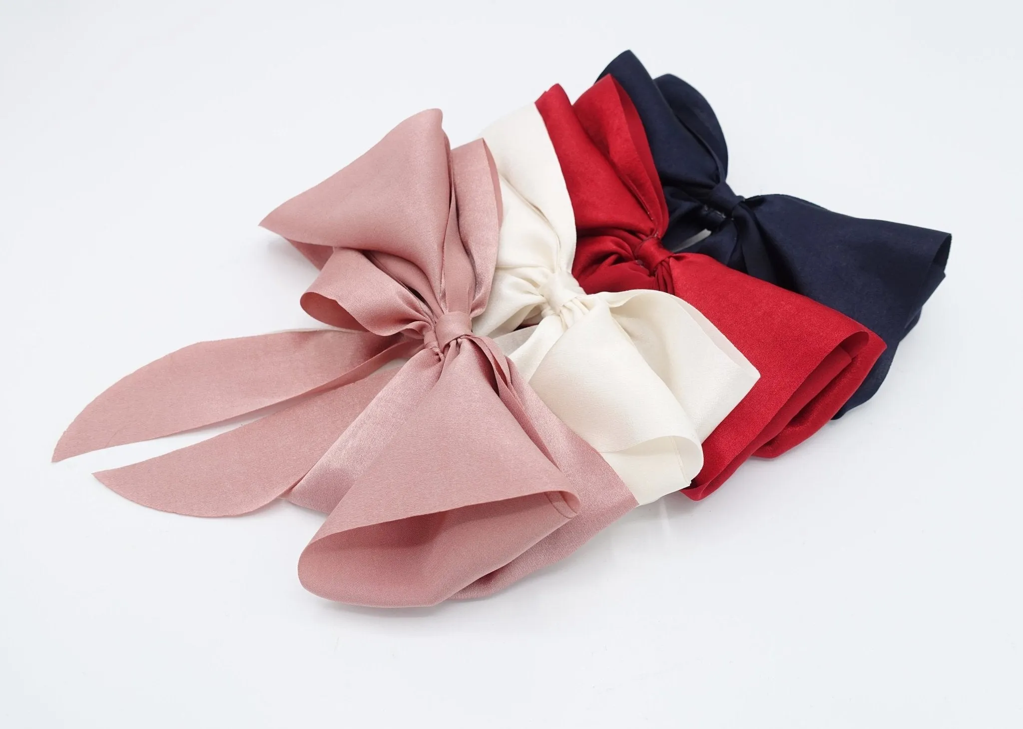 solid layered hair bow tailed stylish french barrette women hair accessory