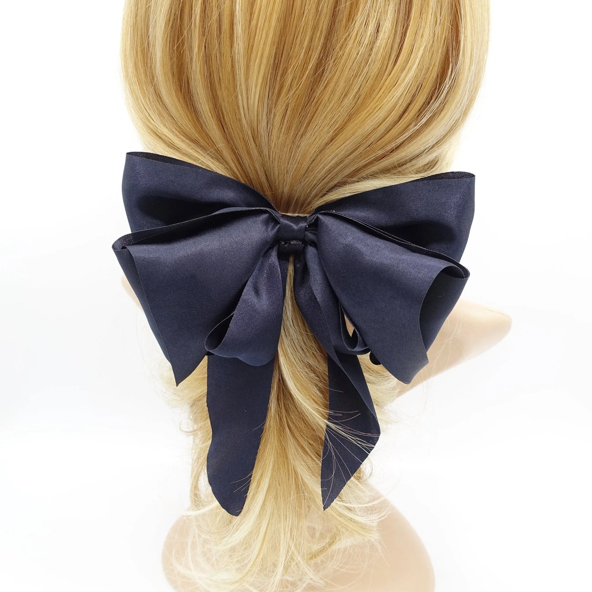 solid layered hair bow tailed stylish french barrette women hair accessory