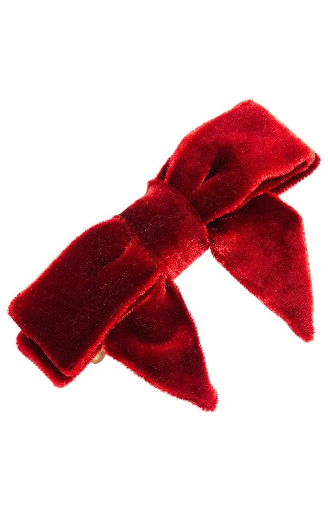 Square Bow Barrette - Velvet