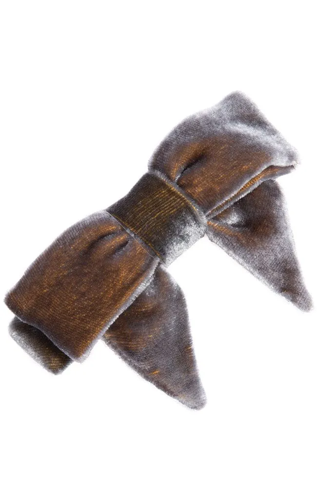 Square Bow Barrette - Velvet