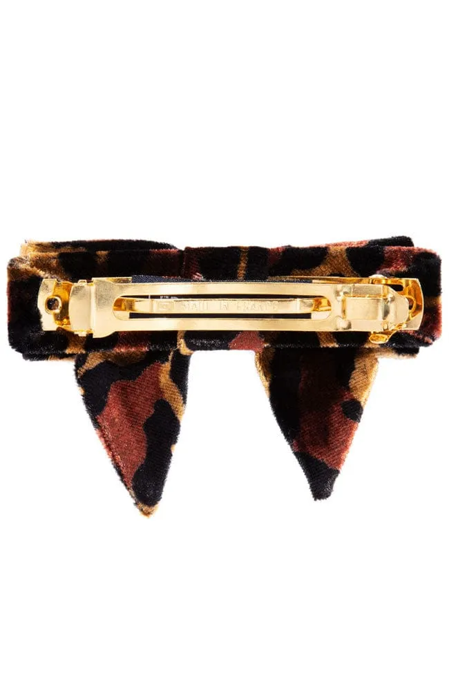 Square Bow Barrette - Velvet