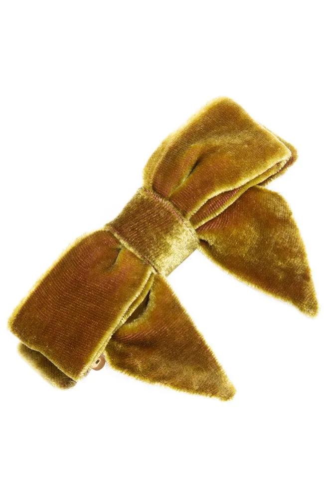 Square Bow Barrette - Velvet