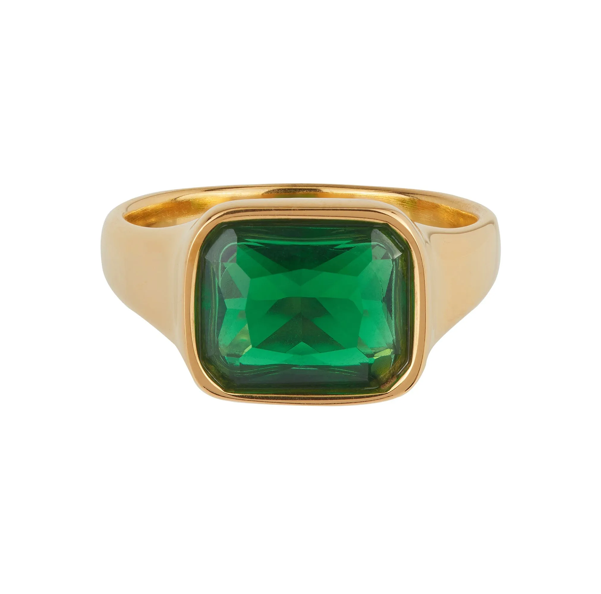 Square Cocktail Ring: Green