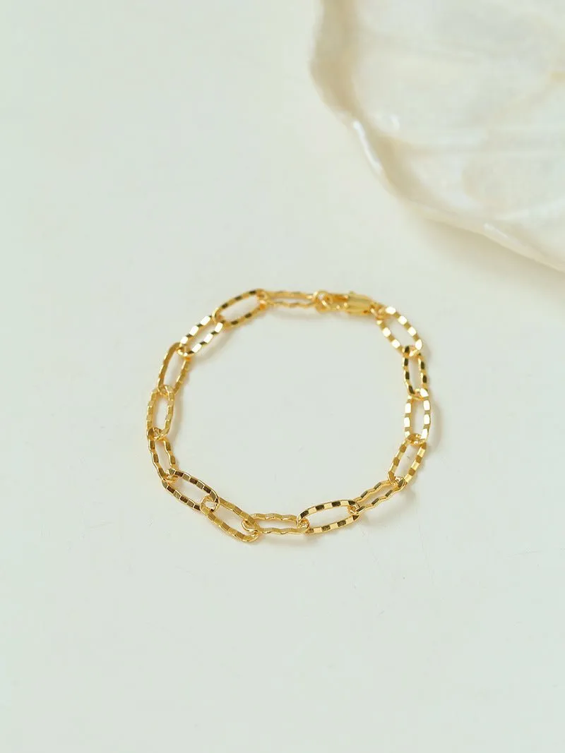 Square Cut Chain Bracelet Gold Silver