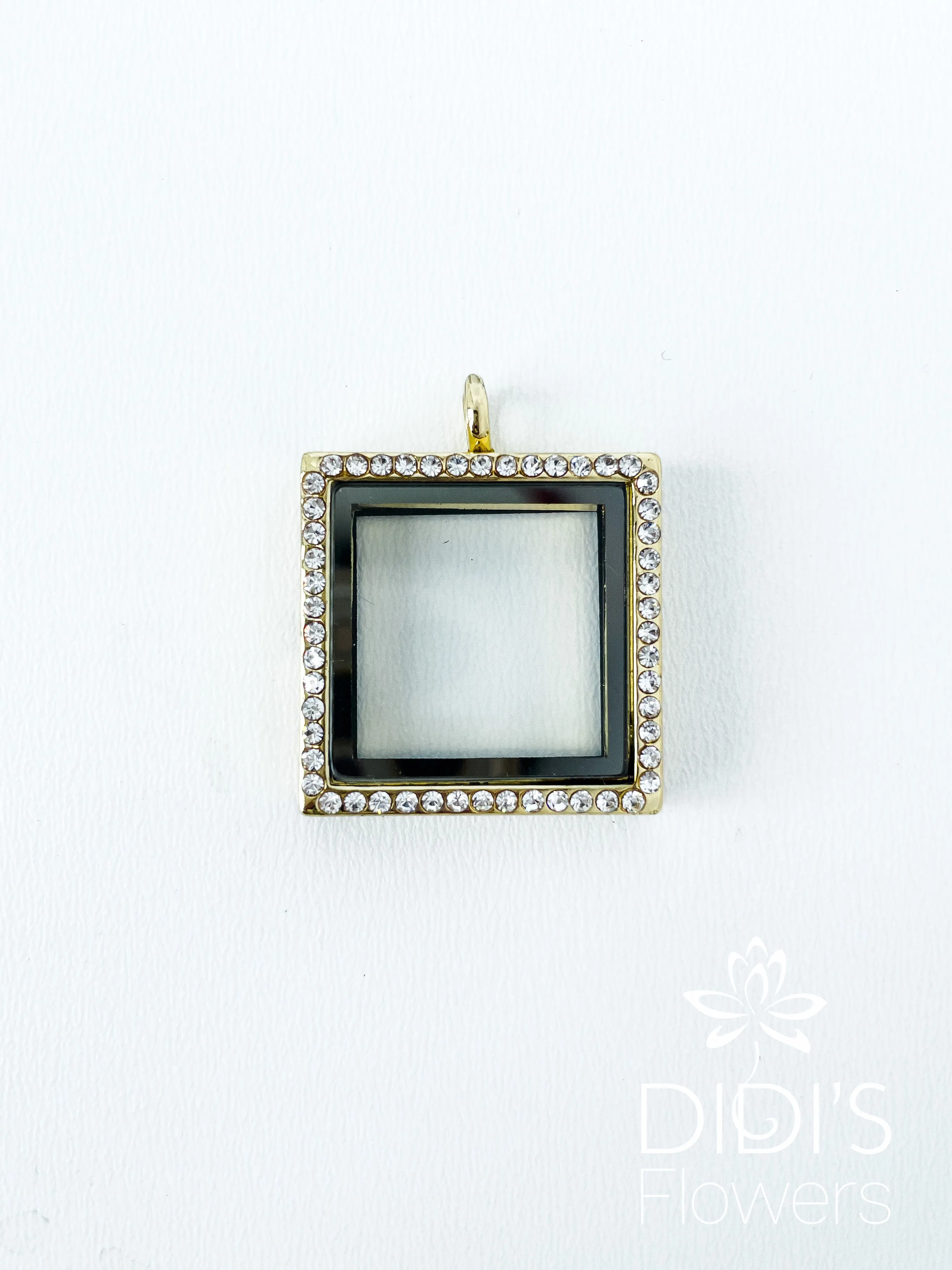 Square Locket With Rhinestones