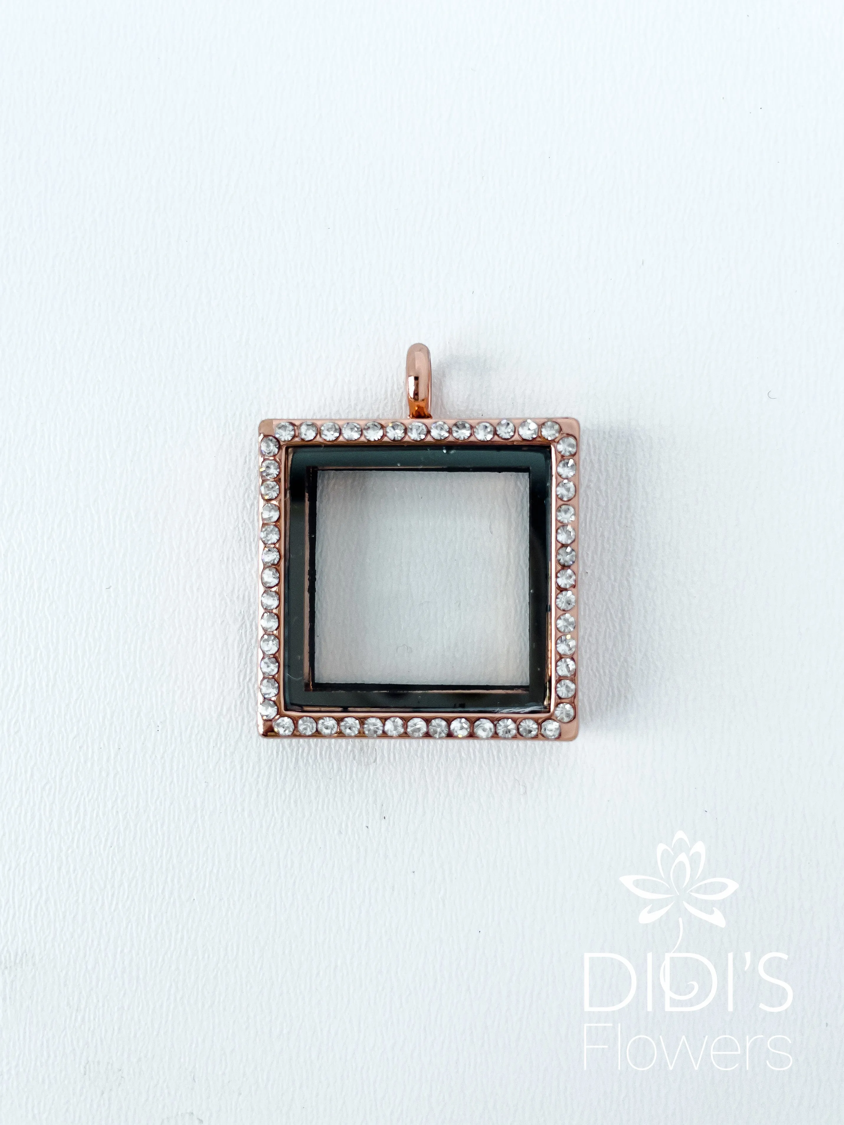 Square Locket With Rhinestones