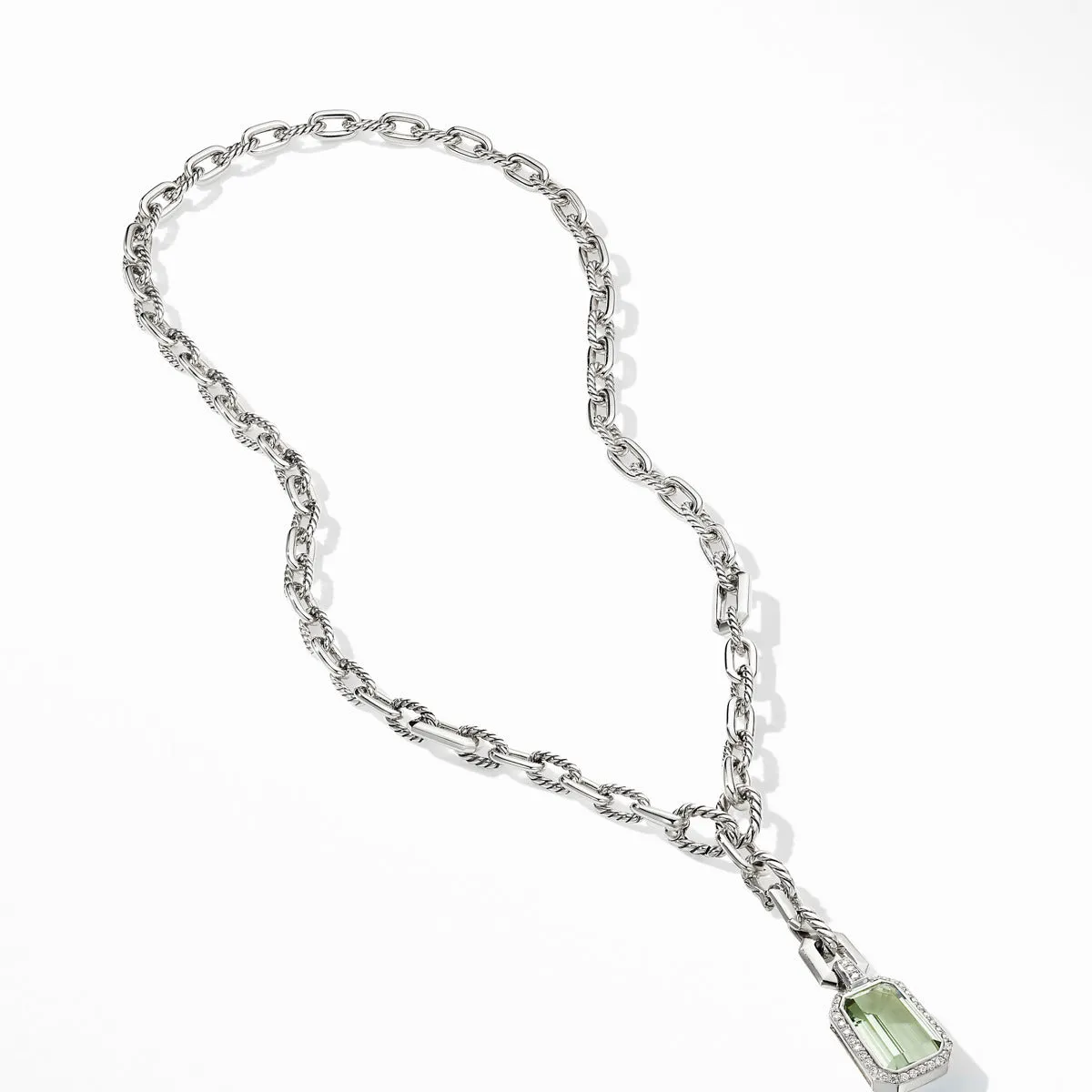 Stax Drop Pendant Necklace with Prasiolite and Diamonds