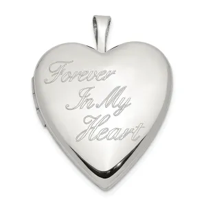 Sterling Silver 20mm FOREVER IN MY HEART Heart Locket