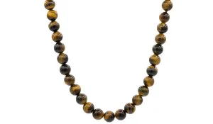 Sterling Silver 90's Style Mini Adjustable Tigers Eye Natural Gemstone Necklace