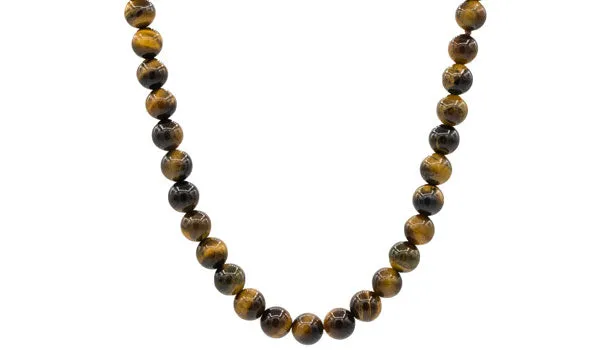 Sterling Silver 90's Style Mini Adjustable Tigers Eye Natural Gemstone Necklace