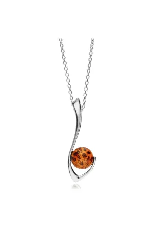 Sterling Silver Amber Elegant Hook Pendant