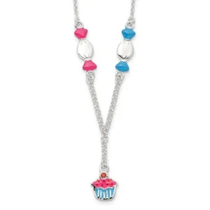 Sterling Silver Children's Candy and Cupcake with Garnet Necklace