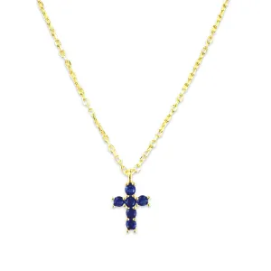 Sterling Silver Color Gemstone Cross Necklace