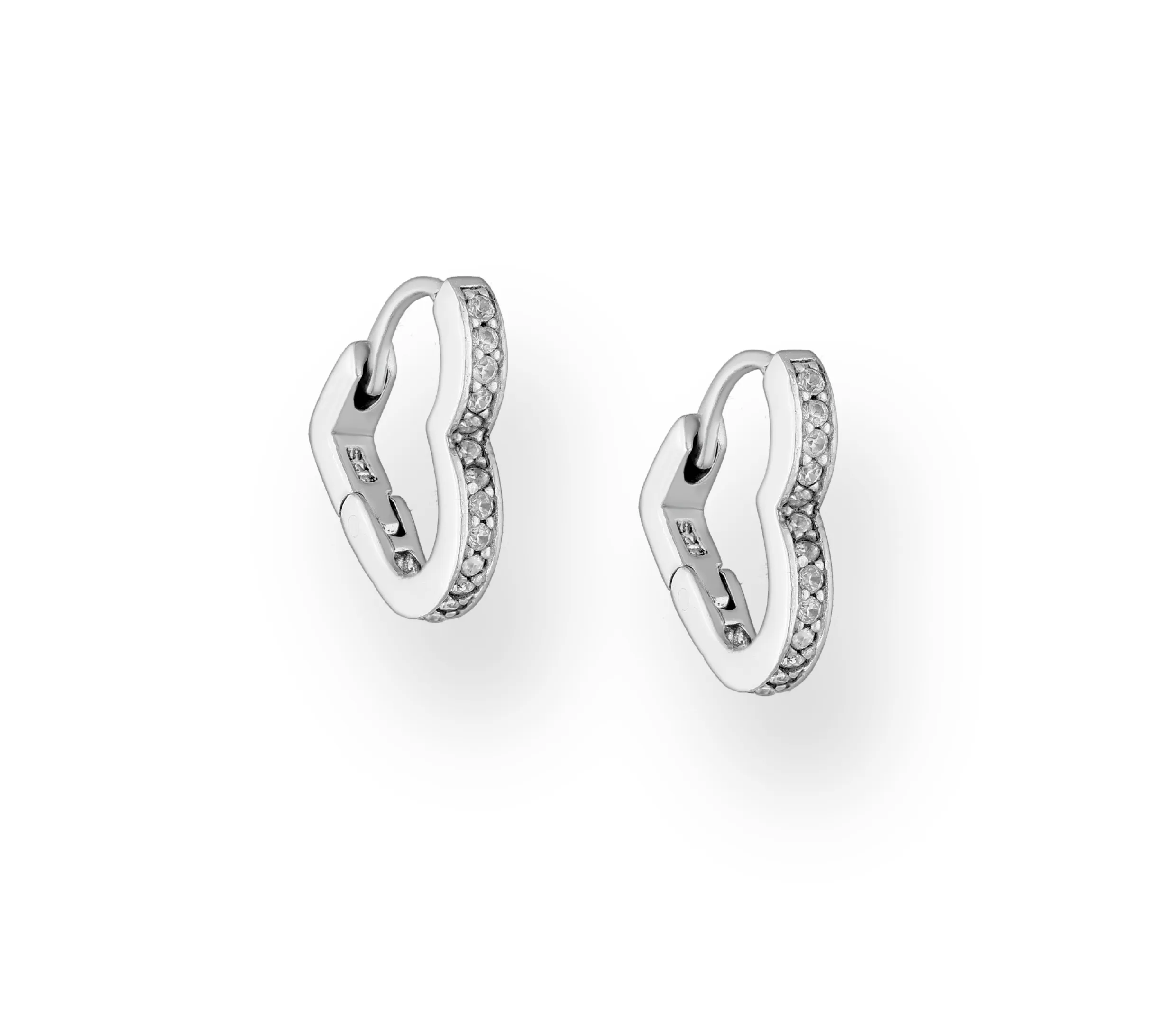 Sterling Silver Cubic Zirconia Heart Hoop Earrings