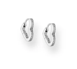 Sterling Silver Cubic Zirconia Heart Hoop Earrings