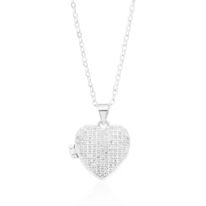 Sterling Silver Cubic Zirconia Heart Locket