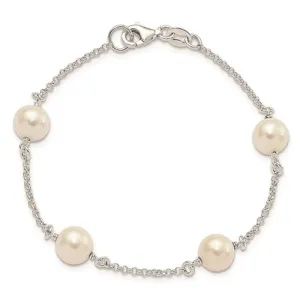 Sterling Silver FW Cultured 8MM Pearl Station Bracelet