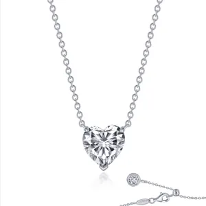 Sterling Silver Heart Lassaire Simulated Diamond Necklace