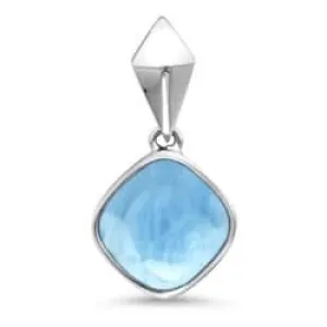 Sterling Silver Larimar Maya Cushion 20 inch Necklace