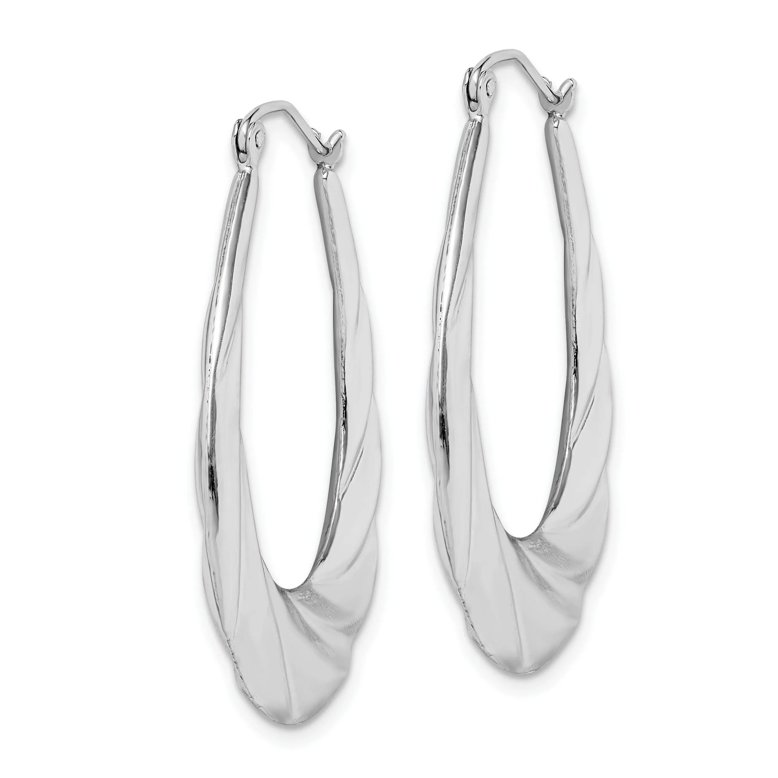 Sterling Silver Twisted Scalloped Hoop Earrings