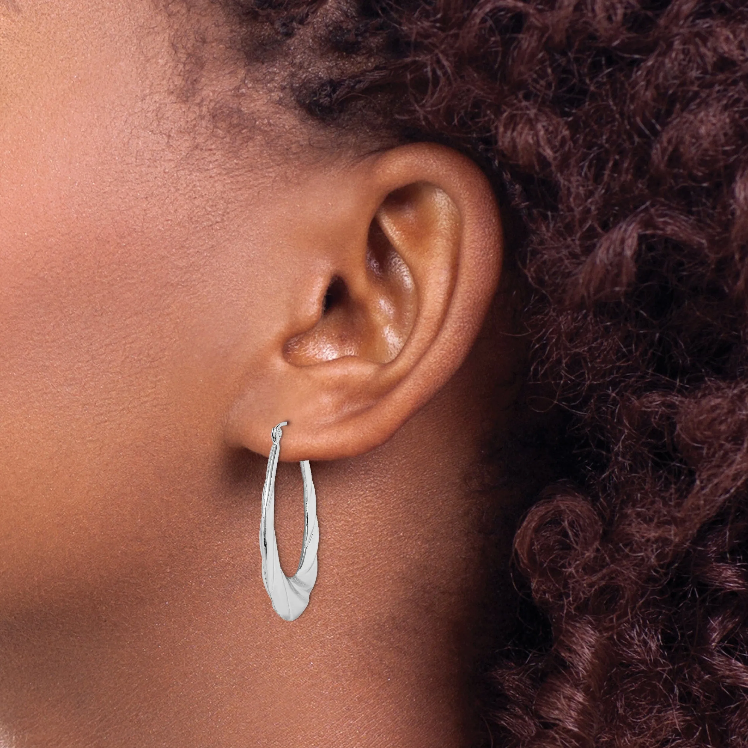 Sterling Silver Twisted Scalloped Hoop Earrings