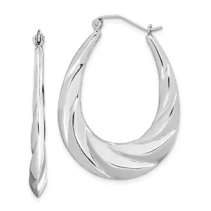 Sterling Silver Twisted Scalloped Hoop Earrings