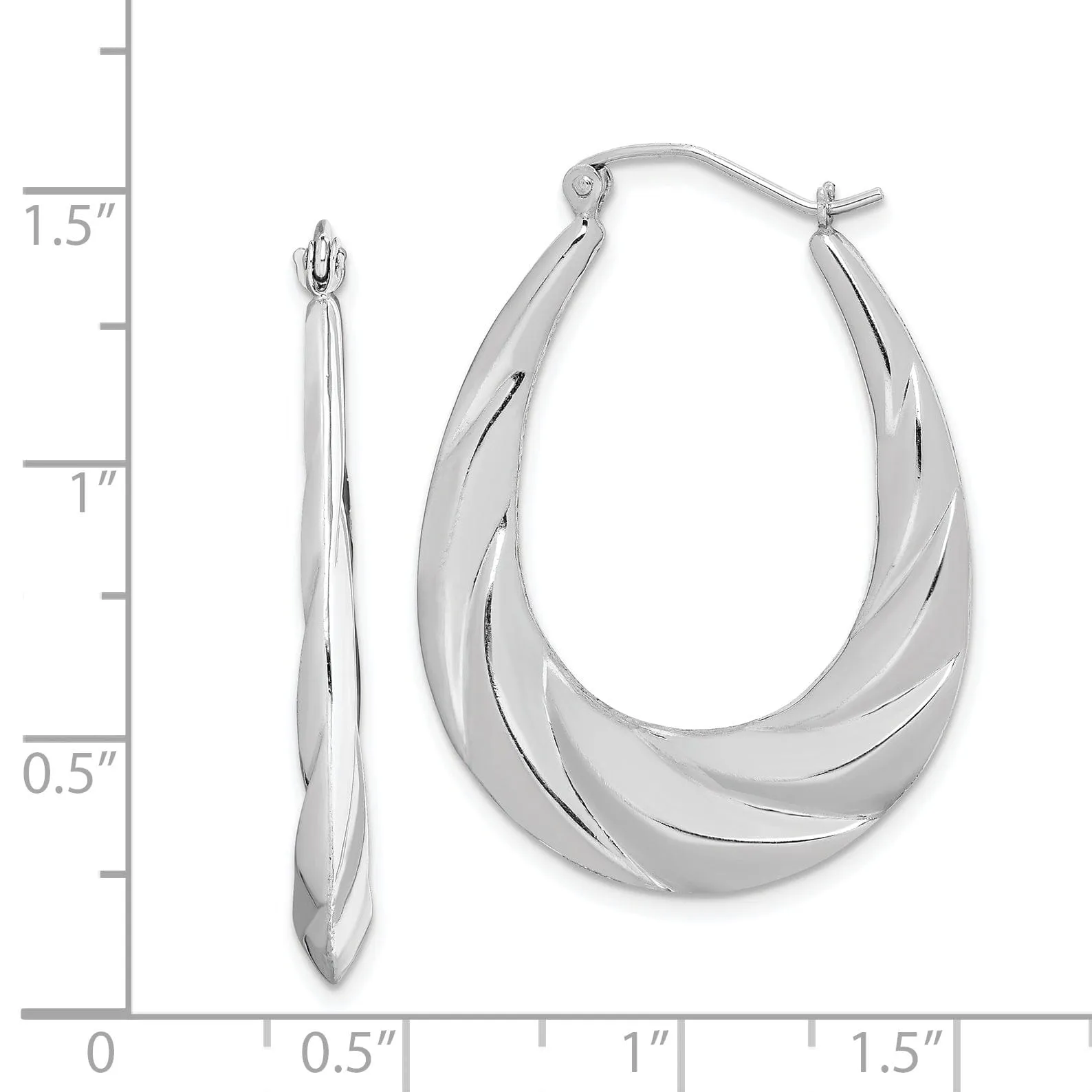 Sterling Silver Twisted Scalloped Hoop Earrings