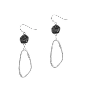 Stone Euro Earrings - Grey Silver