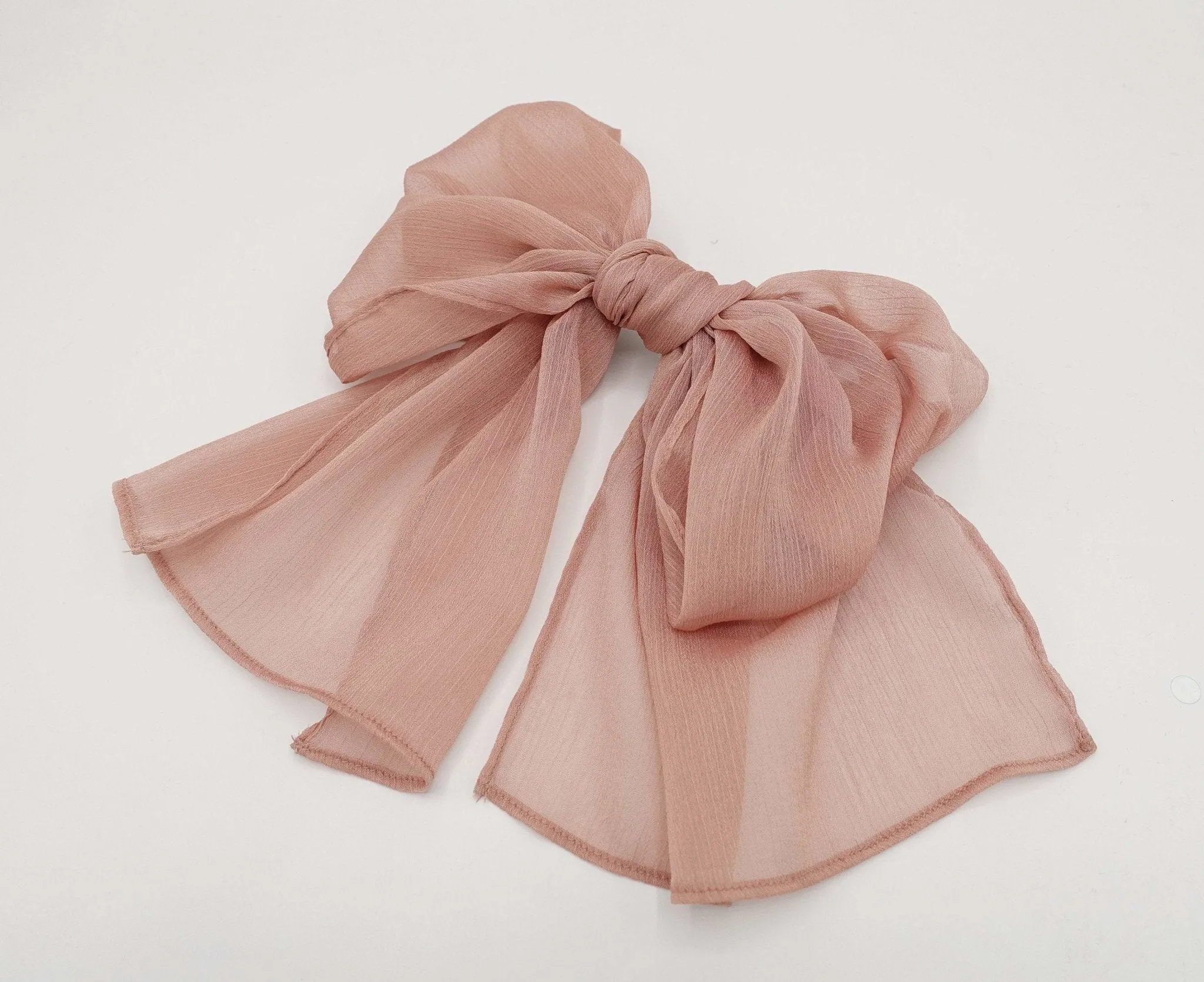 Summer hair bow rolled hem chiffon hair bow barrette accessory for women