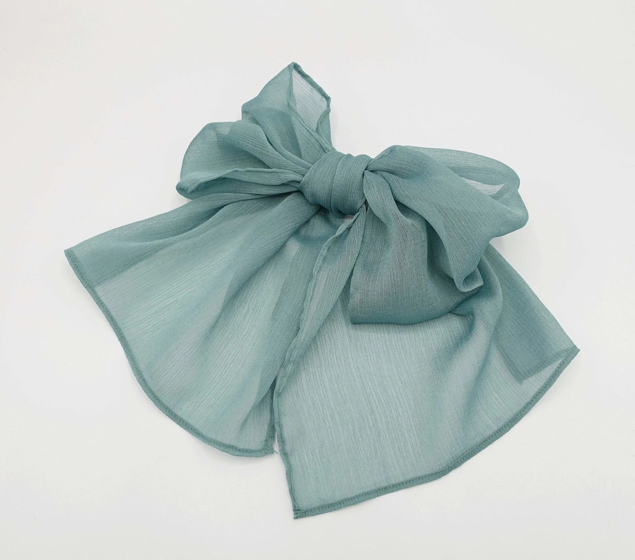 Summer hair bow rolled hem chiffon hair bow barrette accessory for women