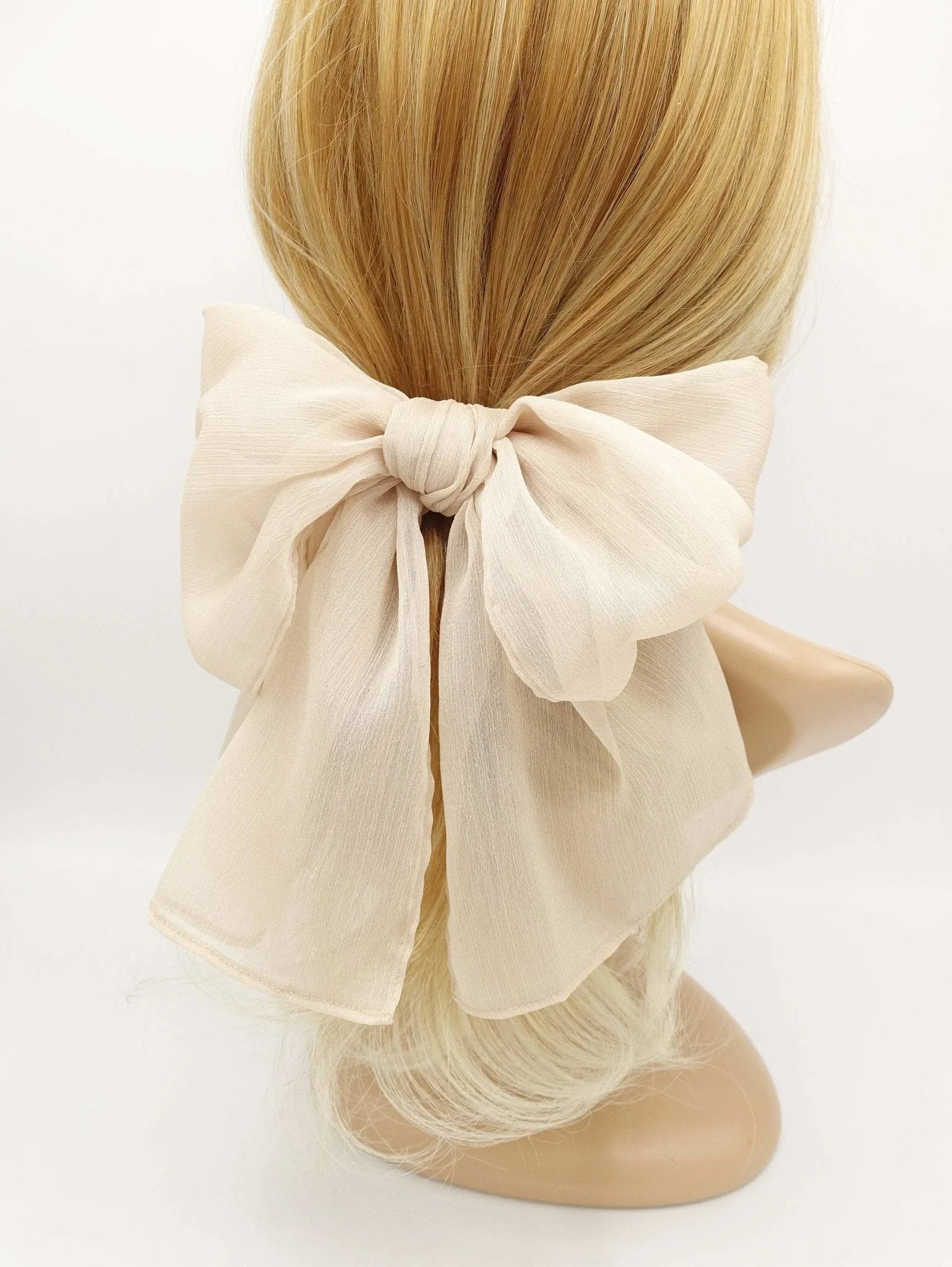 Summer hair bow rolled hem chiffon hair bow barrette accessory for women