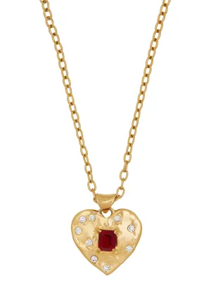 Super Heart Necklace in Gold - Ruby