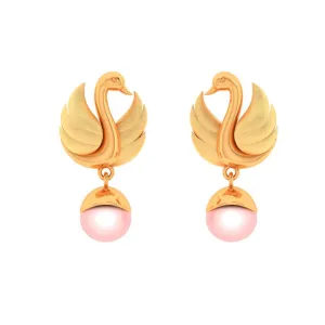 Swan Pink Ball 18k Gold Earrings