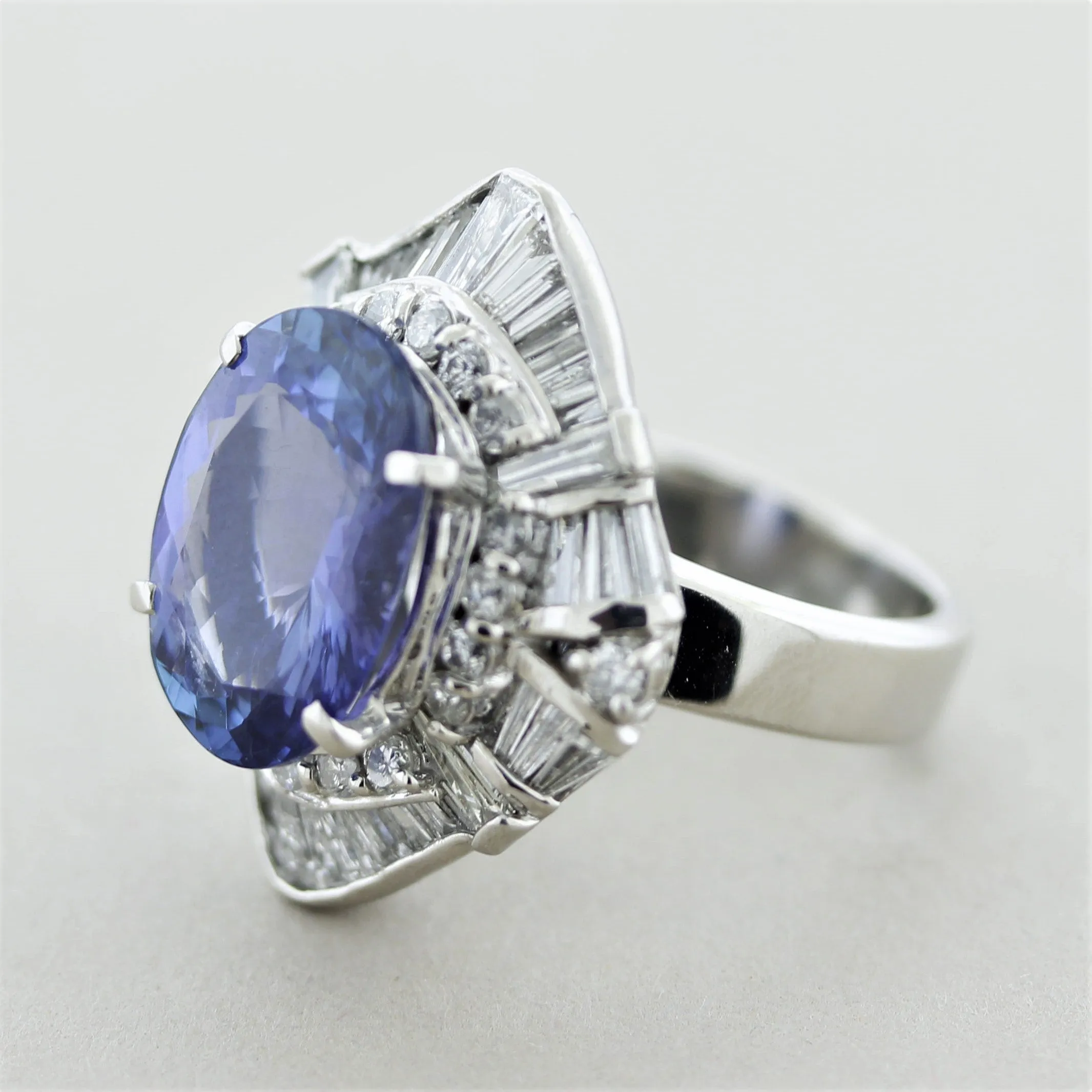 Tanzanite Diamond Platinum Cocktail Ring