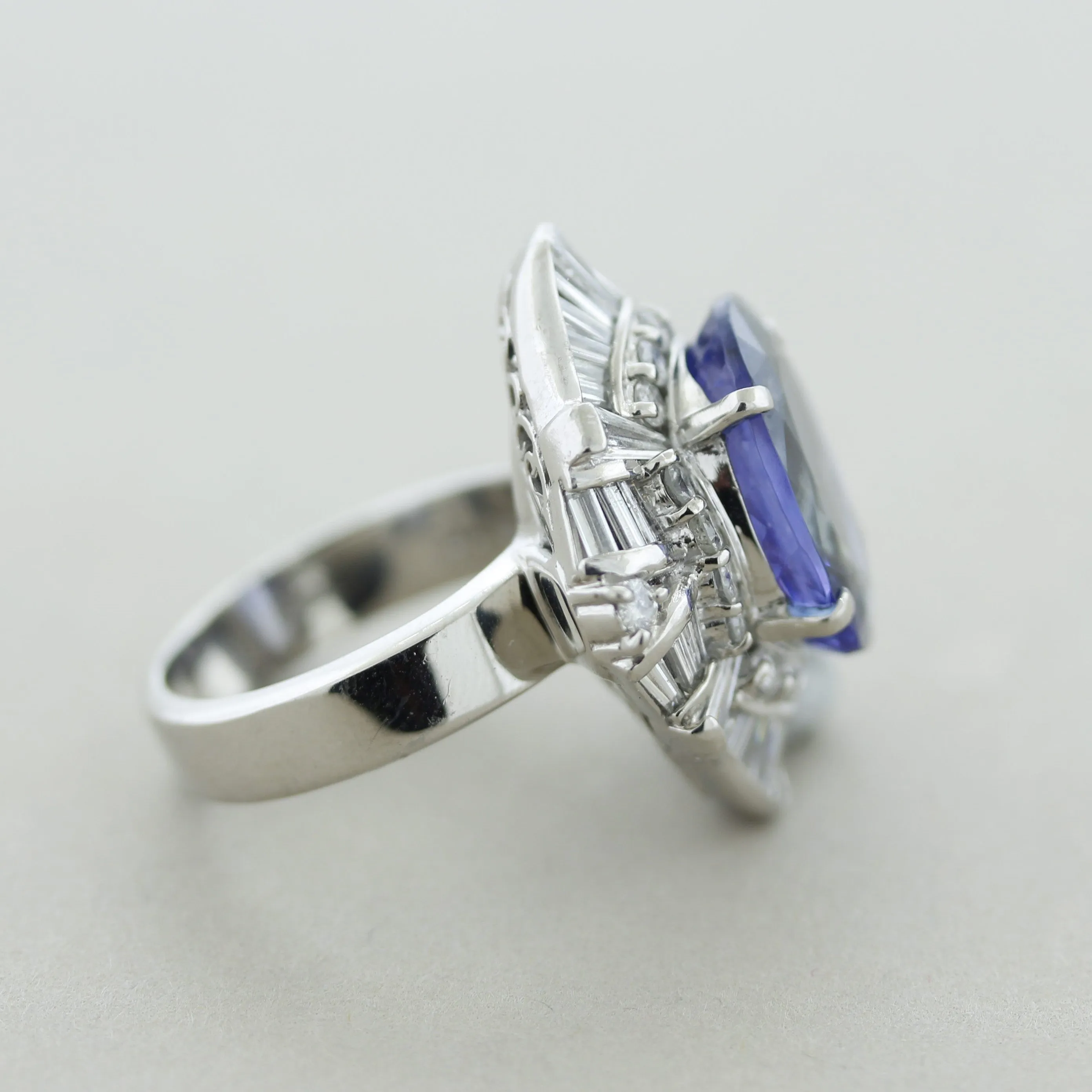 Tanzanite Diamond Platinum Cocktail Ring