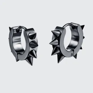 Techwear Spikes Black Earrings