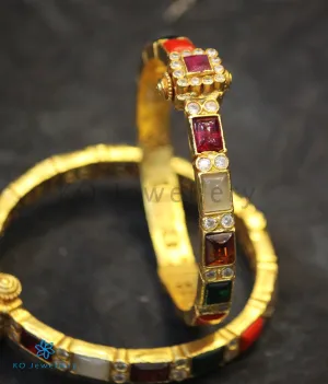 The Vaidehi Silver Navaratna Bracelet (Size/2.2/2.4/2.6/2.8)