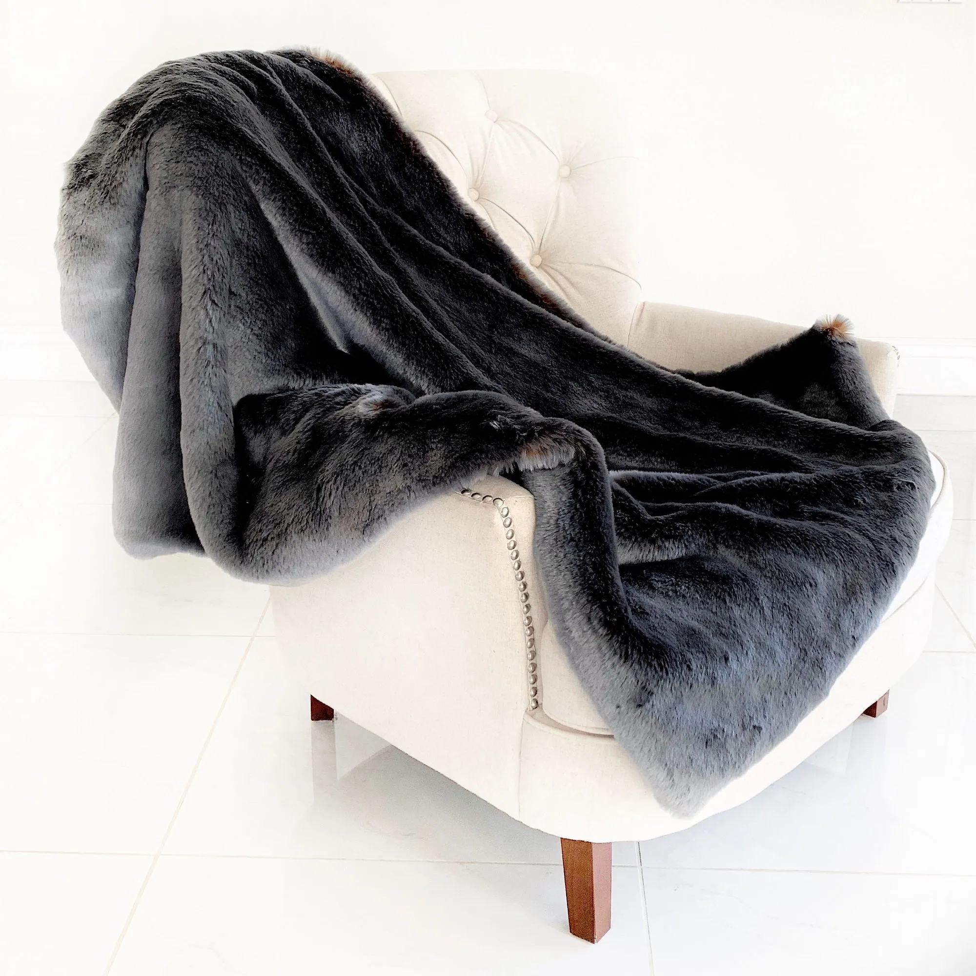 Two Tone Gray/Amber Handmade Luxury Throw