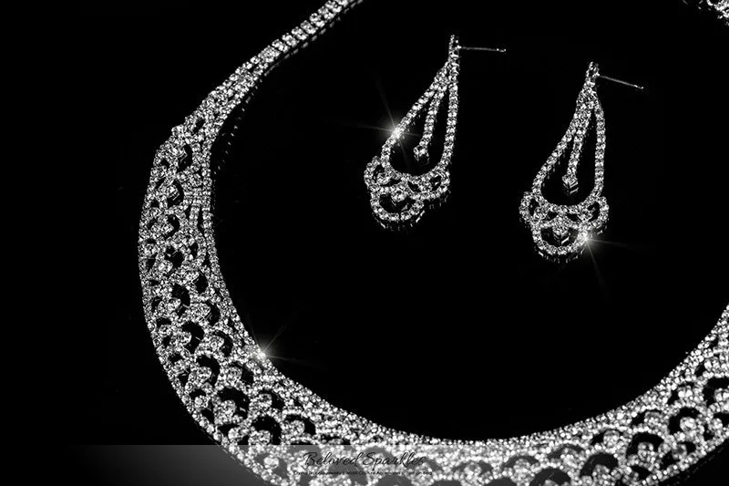 Tyzna Art Deco Arch Necklace Set | Rhinestone