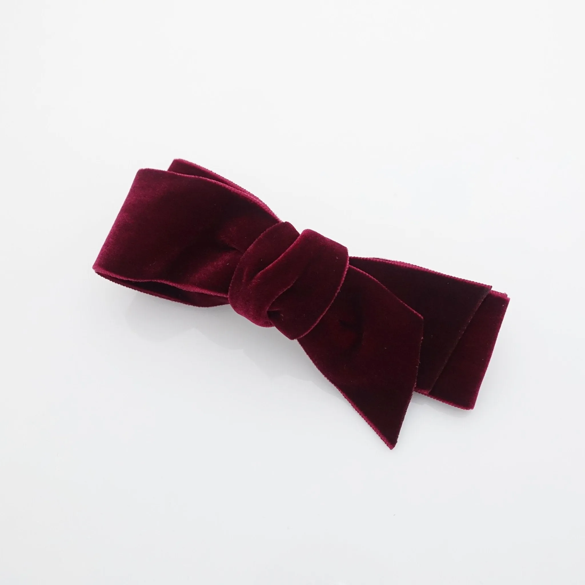 velvet layer bow diagonal end simple stylish women bow french barrette hair alligator clip