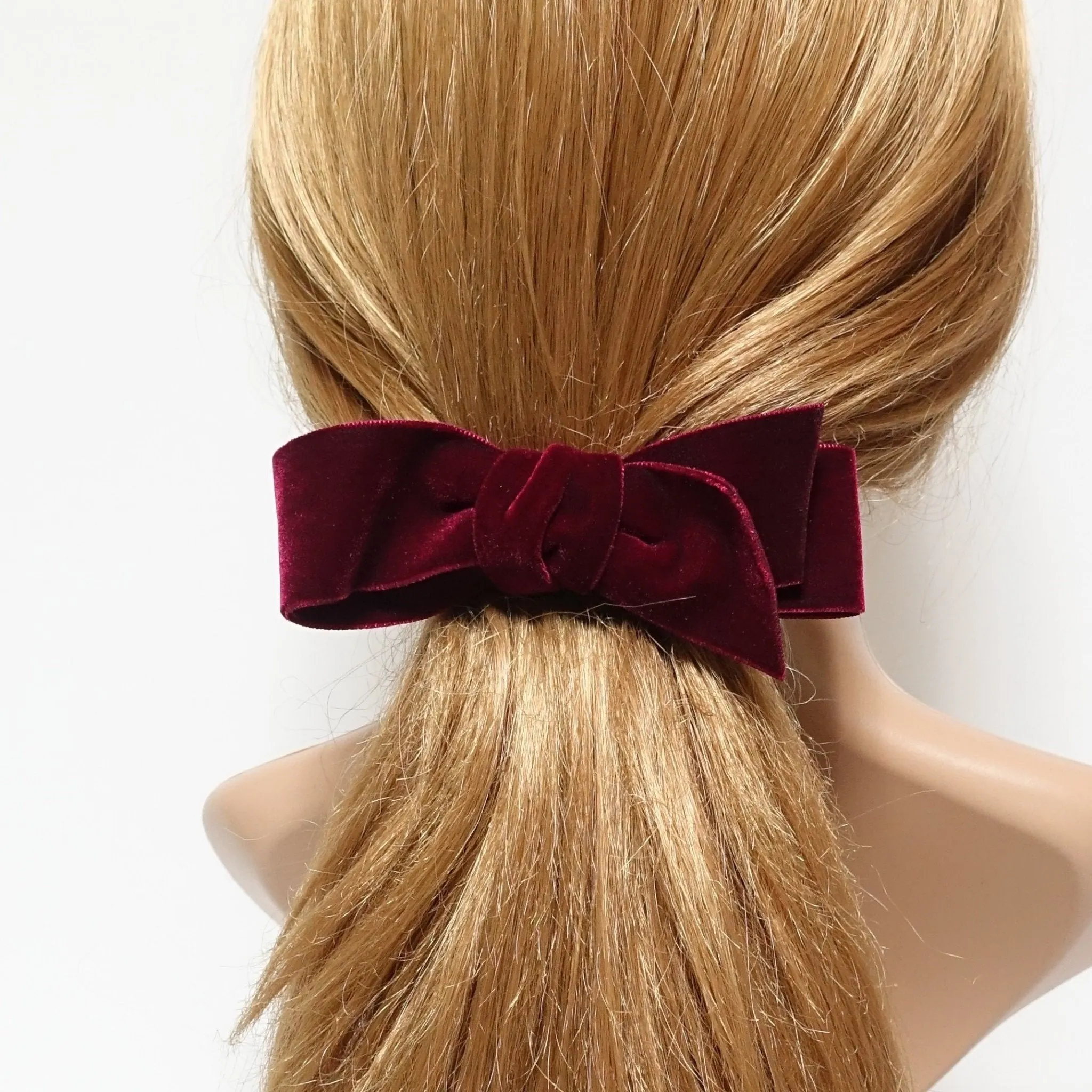 velvet layer bow diagonal end simple stylish women bow french barrette hair alligator clip