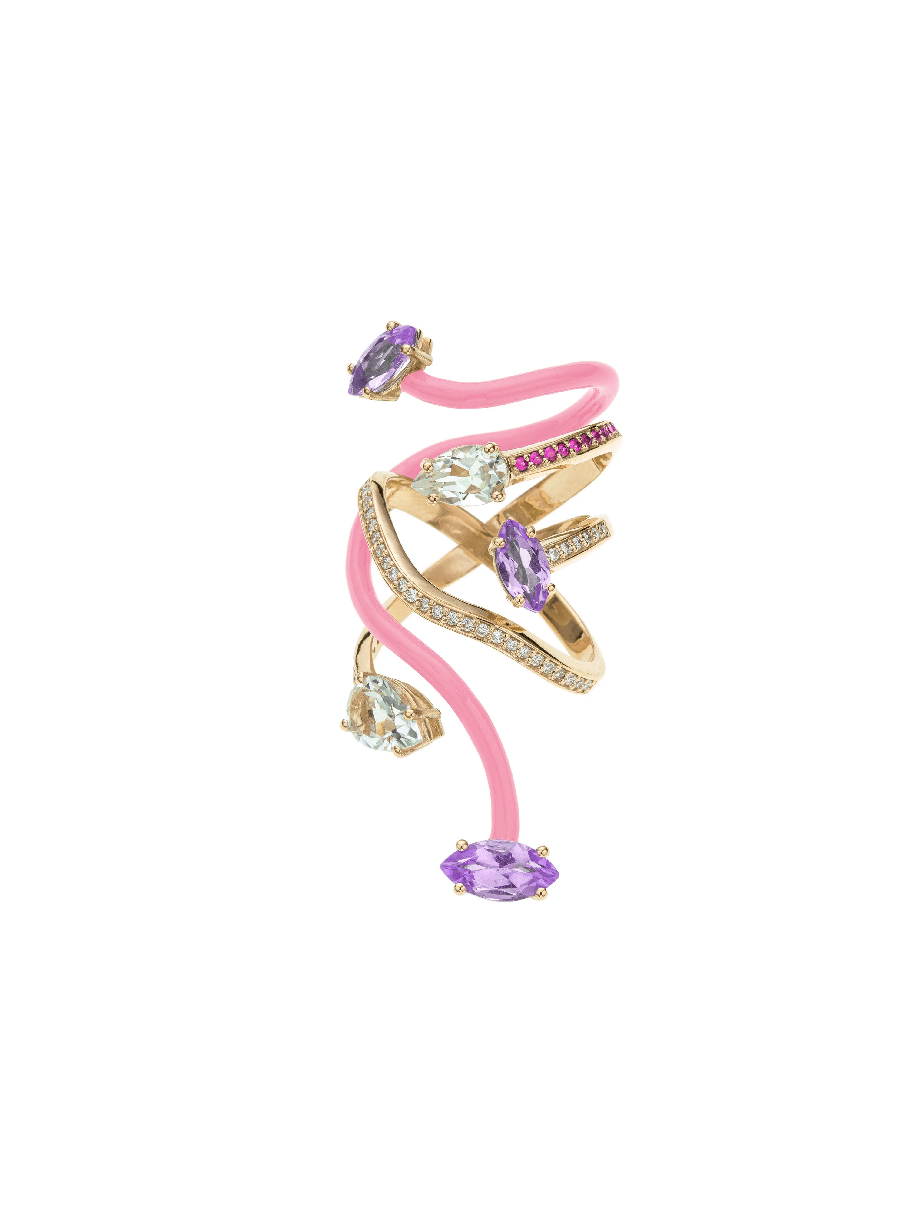 VINE WRAPPED COCKTAIL RING ~ IN PINK