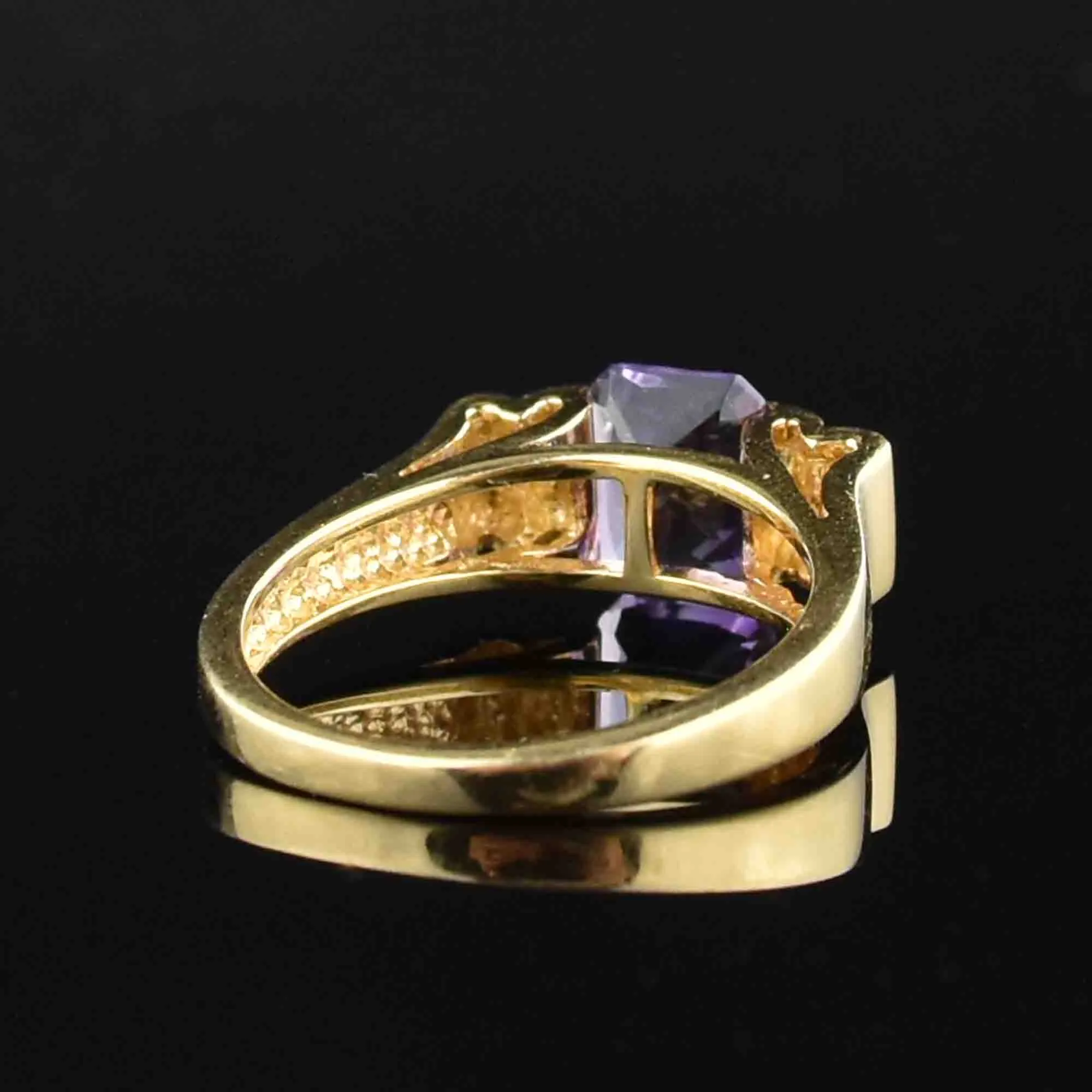 Vintage 14K Gold Amethyst Cocktail Ring, Sz 6.25