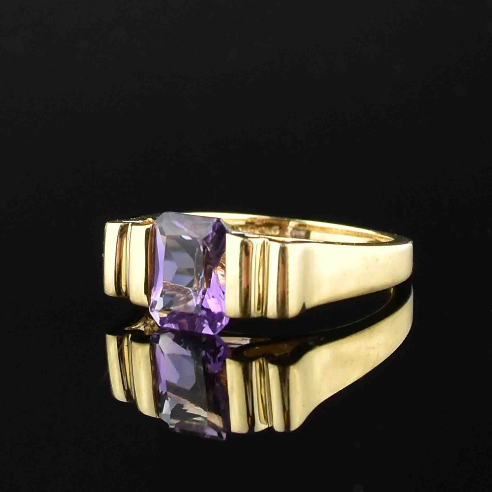 Vintage 14K Gold Amethyst Cocktail Ring, Sz 6.25