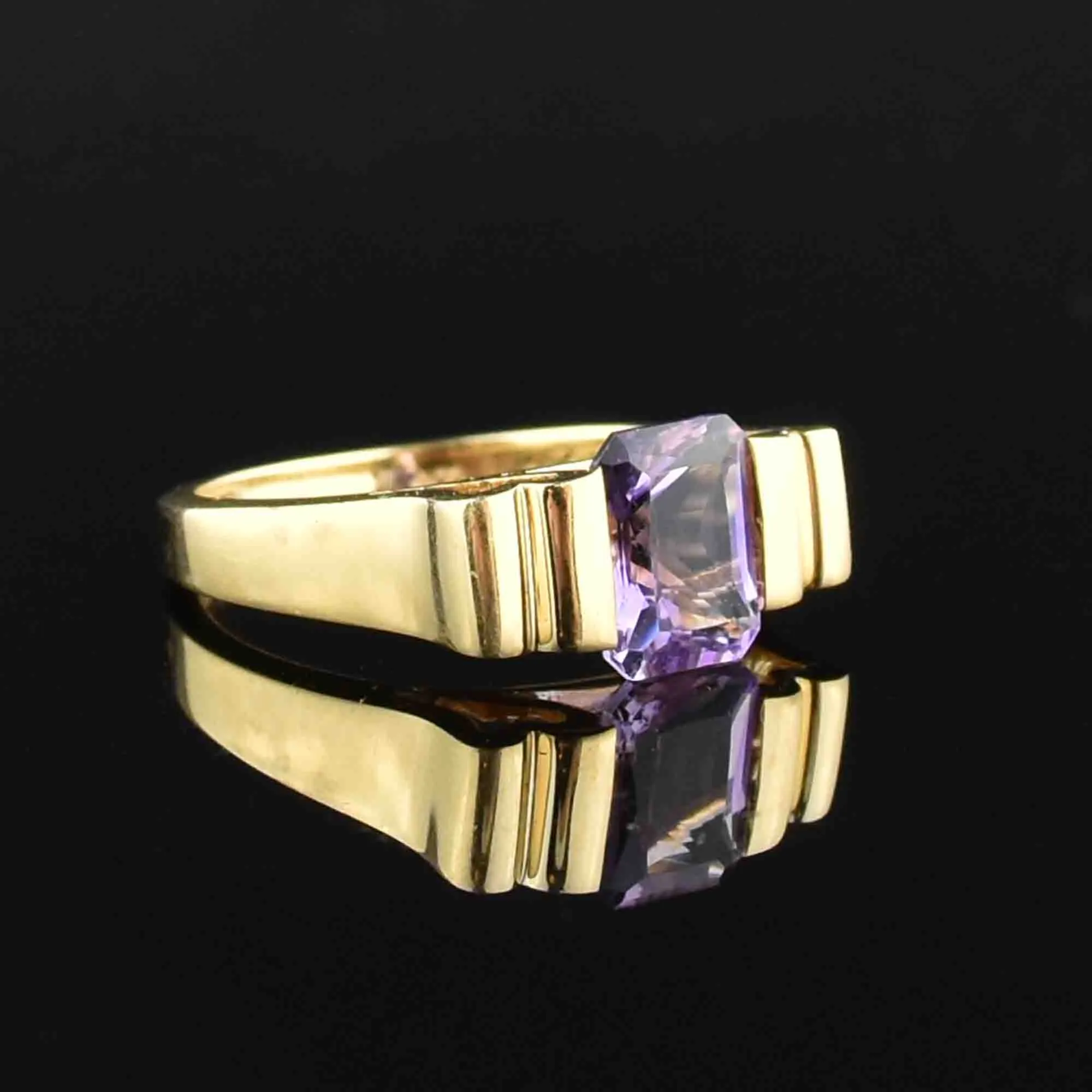 Vintage 14K Gold Amethyst Cocktail Ring, Sz 6.25