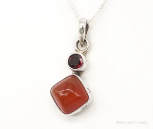 Vintage Carnelian Garnet Sterling Silver Necklace