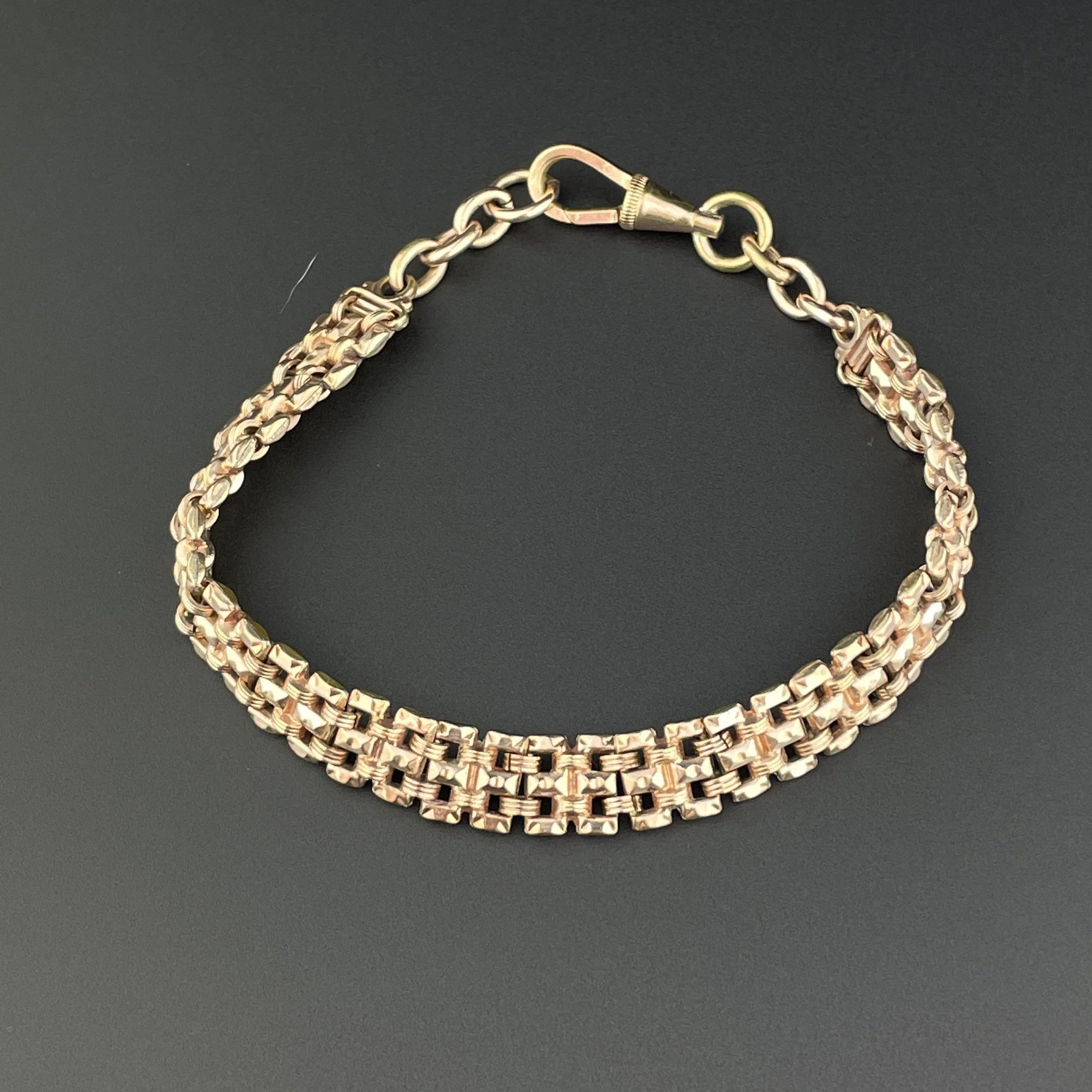 Vintage Edwardian Rolled Gold Fancy Link Watch Chain Bracelet