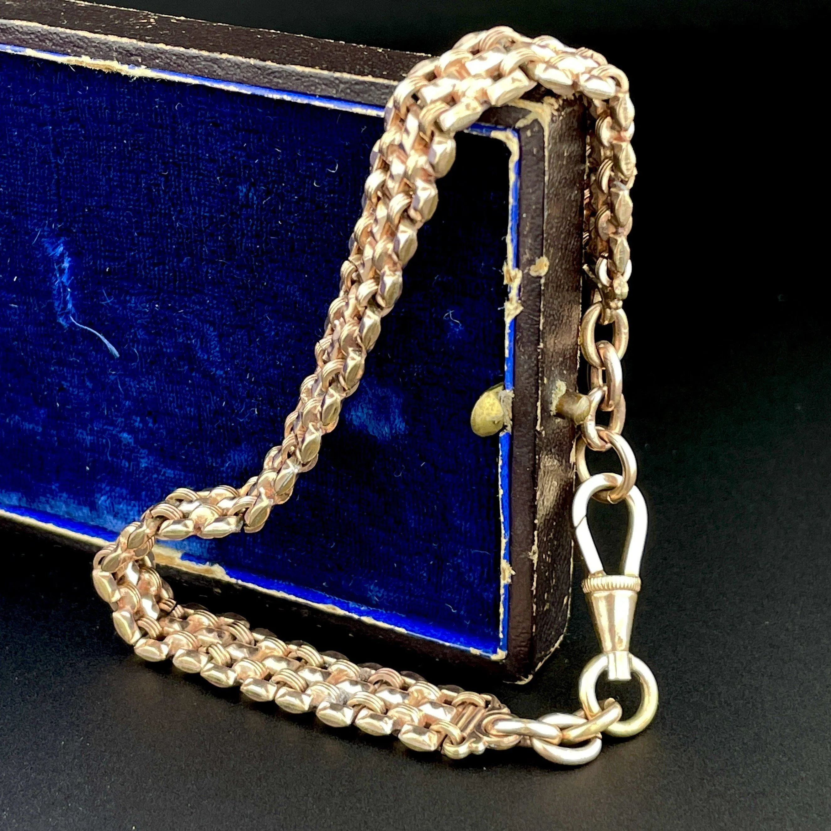 Vintage Edwardian Rolled Gold Fancy Link Watch Chain Bracelet