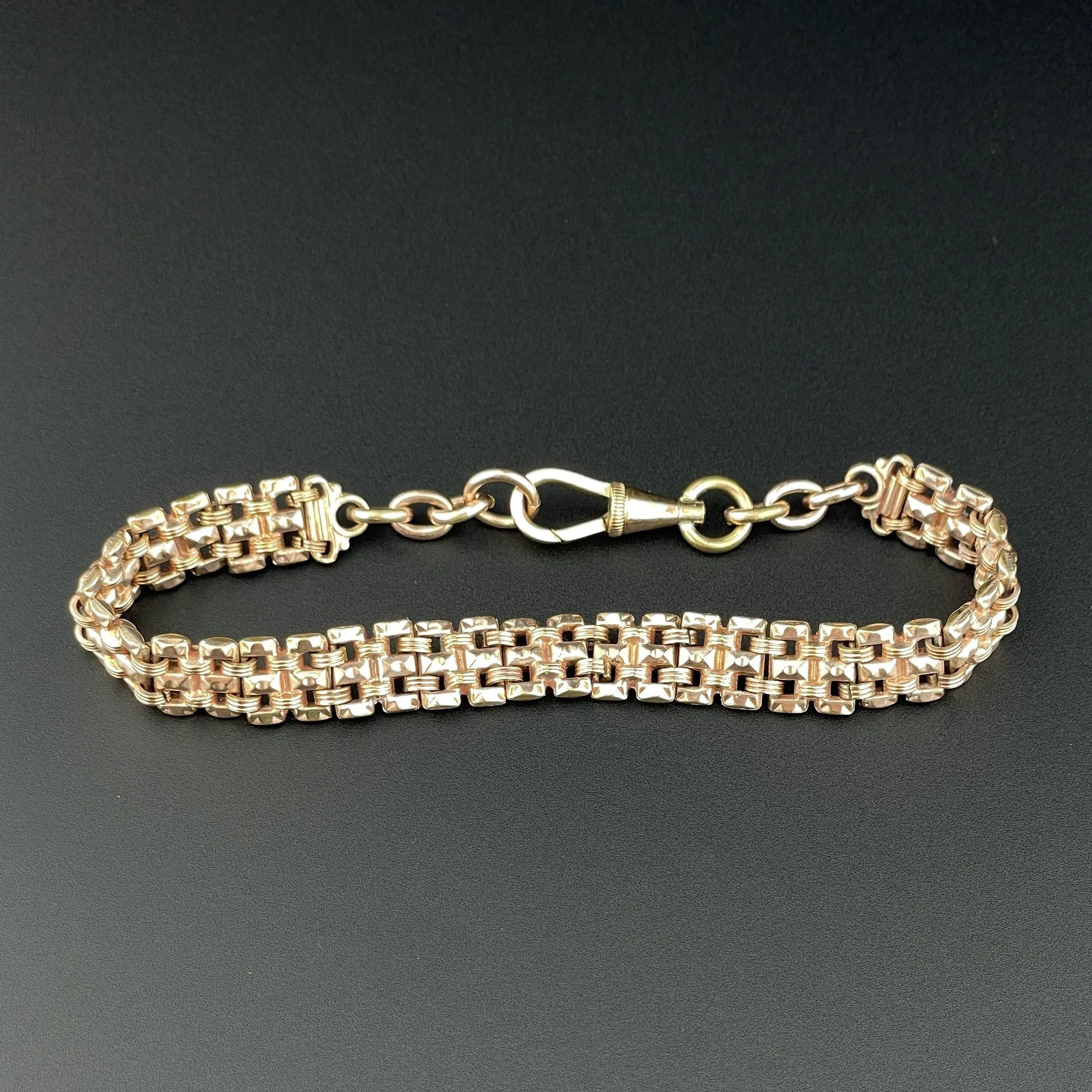 Vintage Edwardian Rolled Gold Fancy Link Watch Chain Bracelet